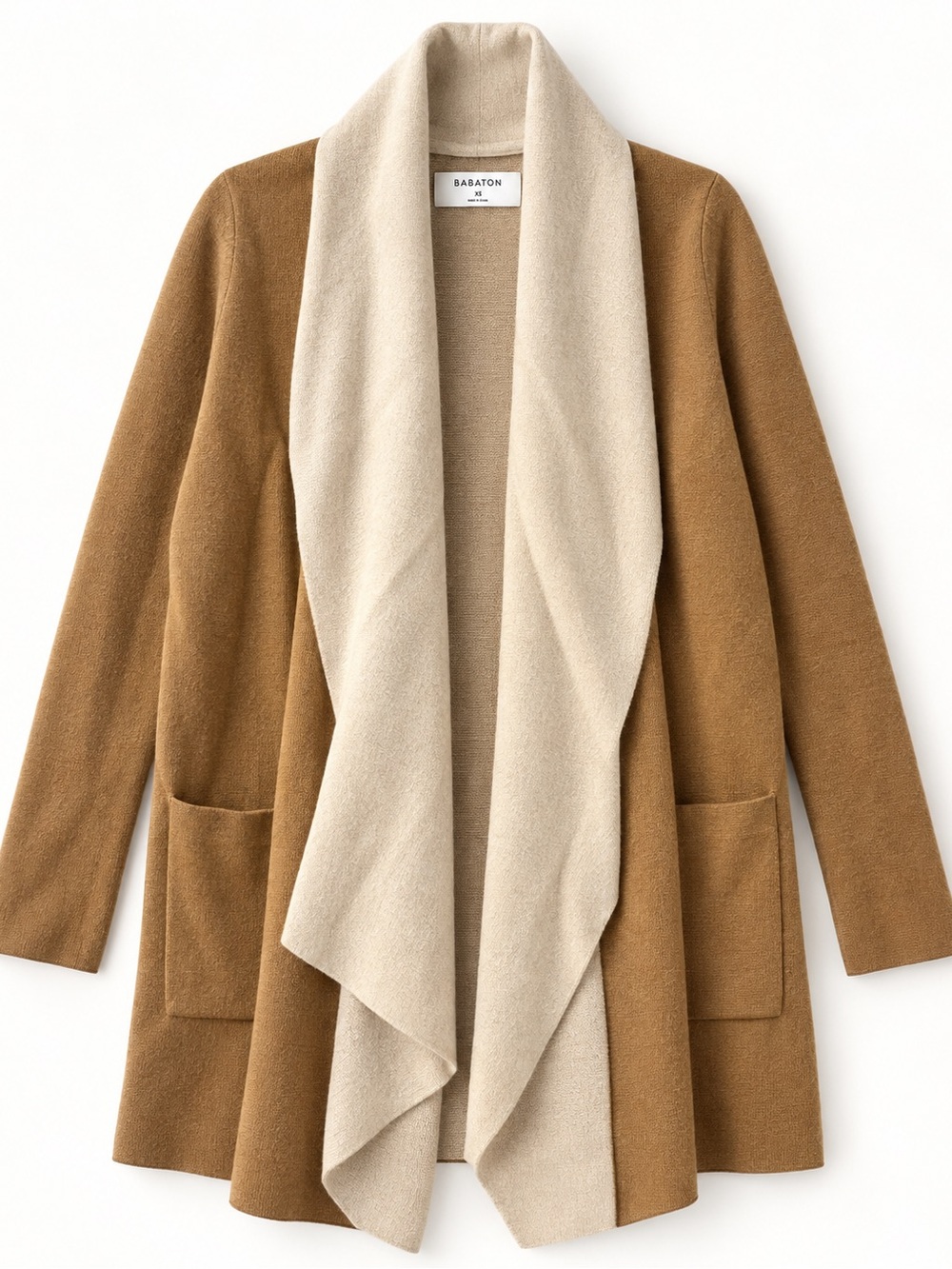 Aritzia Babaton Beekman Merino Wool Cardigan Camel Cream XS